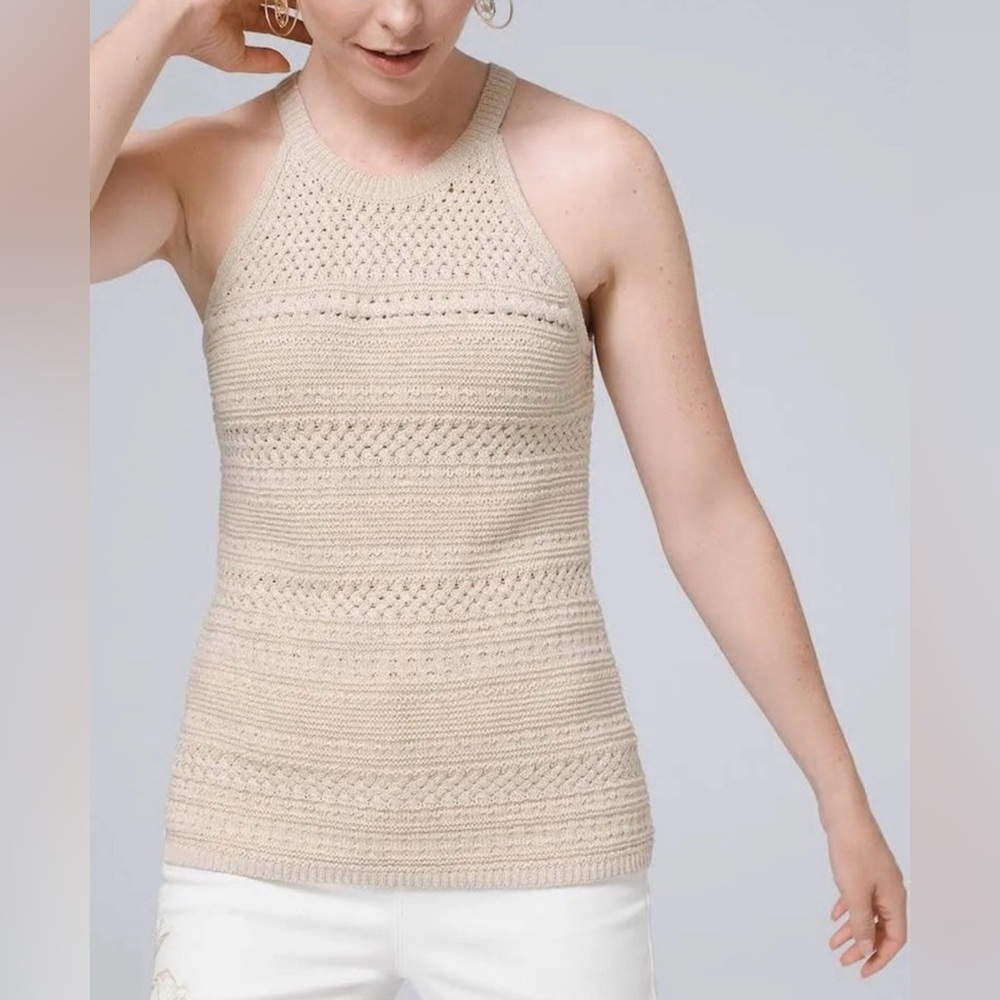 Boho crochet knit sleeveless Sweater Size small